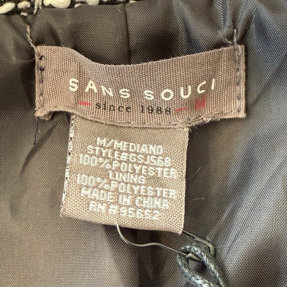 NWT Sans Souci Black & White Tweed Double-Breasted Coat with Pearl Buttons - Picture 7 of 8